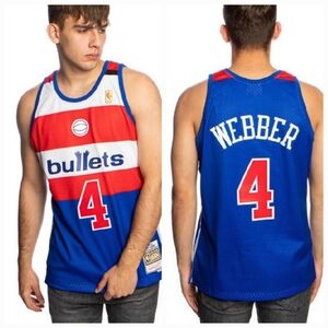 Mitchell & Ness Washington Bullets #4 Chris Webber Royal Red Swingman Je…